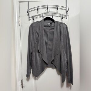 KUT from the Kloth women’s S grey faux Suede Jacket‎ Open Front soft Drape